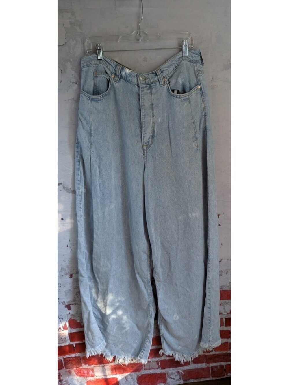 We the Free/ Free People Distressed wide leg jeans